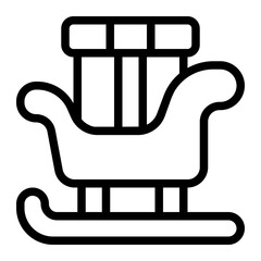 Sleigh with Gifts Line Icon