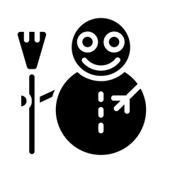 Snowman with Broom Solid Icon