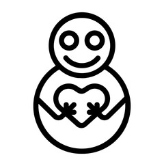 Snowman with Heart Line Icon