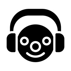 Snowman with Headphones Solid Icon