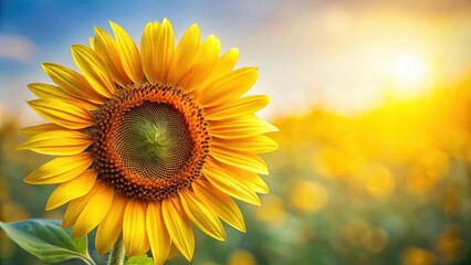 Fototapeta premium Close-up of sunflower with background , sunflower, close-up, detailed, vibrant, nature, yellow, flower, petals