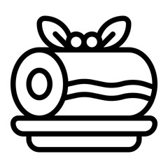 Yule Log Cake Line Icon