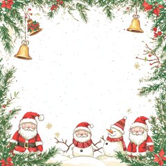 A festive Christmas card design featuring a clean, blank space at the center for a personalized message. 