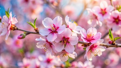 Obraz premium Spring blossom pink flowers almond, spring, blossom, pink, flowers, almond, tree, nature, bloom, fresh, delicate, petals, soft