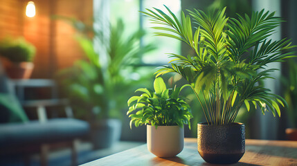 Different beautiful indoor plants in room. House decoration