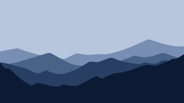 Landscape illustration of mountain ridge