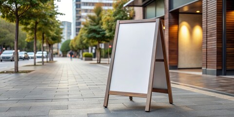 Sidewalk A Frame Sign Board Blank Mockup Background for advertising , sidewalk, A frame, sign board, mockup, background