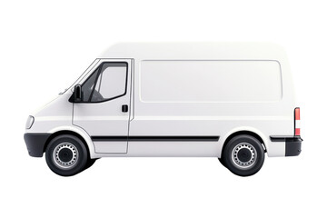 White delivery van side view on a transparent background