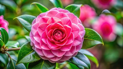 Close up of a beautiful Camellia Japonica flower in full bloom, background, beauty, bloom, blooming, blossom