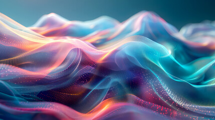 Colorful Abstract Waves with Light Effects in Motion and Depth