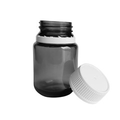 Twist top pill bottle, empty medicine bottle isolated on a white background