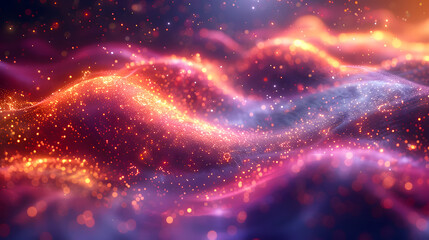 Obraz premium Abstract Colorful Waves with Glowing Particles in Motion