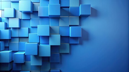 Abstract render of blue squares on blue background, abstract, minimal,geometric, design, cubes, modern, digital, futuristic