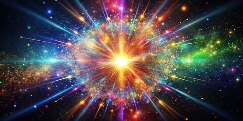 Fototapeta premium Explosion star with colorful particles abstract background , explosion, star, particles, abstract, multicolored, background