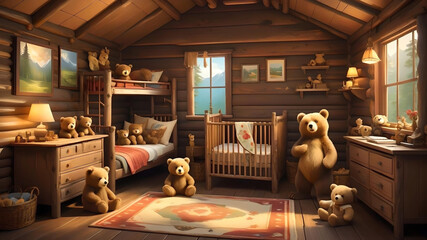 cozy bear - themed cabin bedroom decor for a rustic retreat