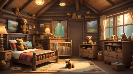 cozy bear - themed cabin bedroom decor for a rustic retreat