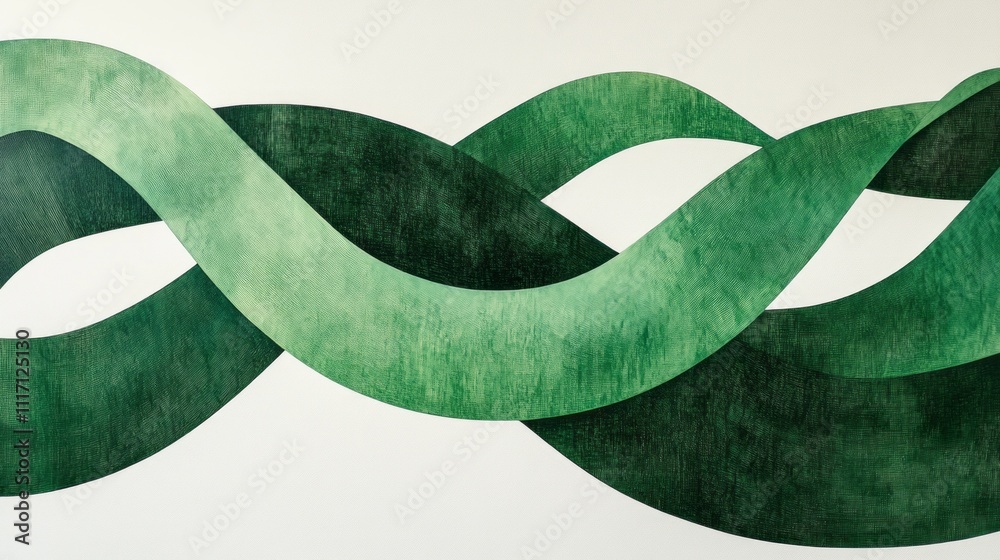 Aufkleber Three flowing forms in varying shades of green create an enchanting abstract composition, evoking feelings of movement and tranquility in a contemporary space, inviting contemplation and wonder