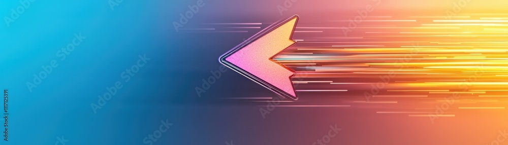 Aufkleber a vibrant arrow graphic suggesting movement and speed, blending warm and cool colors with a dynamic 