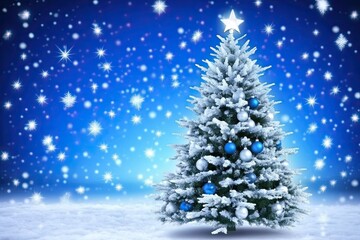Fototapeta premium christmas tree with snow