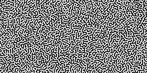 Abstract truing organic wallpaper Turing reaction diffusion monochrome seamless pattern .Monochrome Turing reaction background .Natural seamless line pattern. Linear design with biological shapes