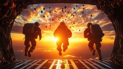 Army Airborne Operation: Soldiers and Paratroopers in Action