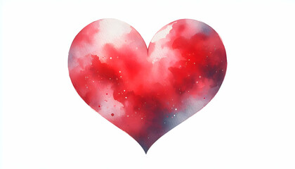 Fototapeta premium Valentine A hand-drawn painted red heart with watercolor texture and soft edges, evoking a romantic and dreamy4