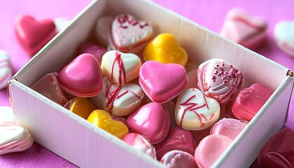 a box of assorted heart candies