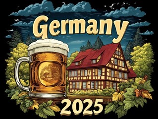 Whimsical Beer Mug Promo - Germany 2025 Bavarian Landscape