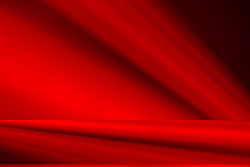 Fototapeta premium Wall interior background, studio and backdrops show products.with shadow from window color Red background for text insertion and presentation product 
