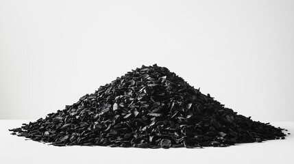 Black Rubber Granules Pile  Recycled Tire Chips  Ground Rubber