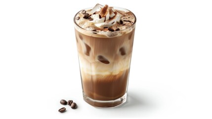 Iced Coffee with Whipped Cream and Coffee Beans