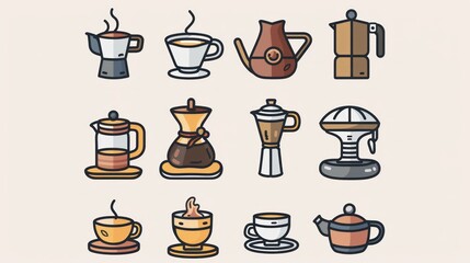 Coffee Brewing Methods Illustration