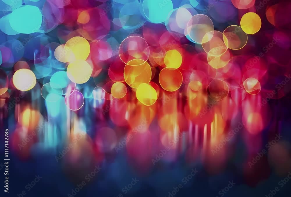 Wall mural bokeh lights depth of field on black.