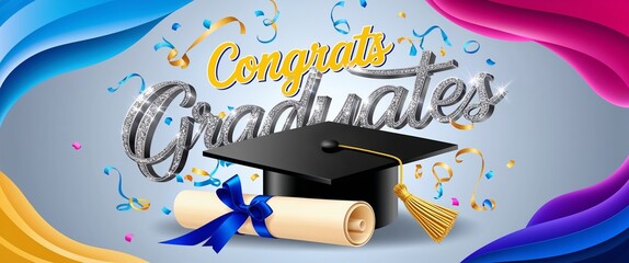 2025 graduation celebration, featuring bold, cursive Congrats Graduates