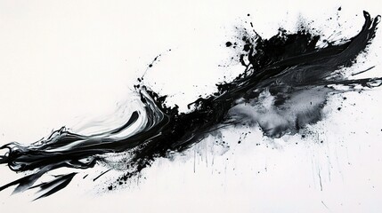 Obraz premium Monochrome Abstract Ink Dance in Black Flowing Patterns