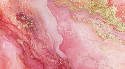 Soft Rose Blush Watercolor Abstract Background with Golden Accents