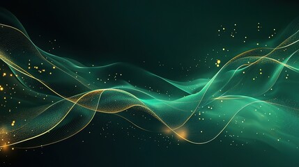 Fototapeta premium Glowing Green Waves Intertwined in Luxury Background Design