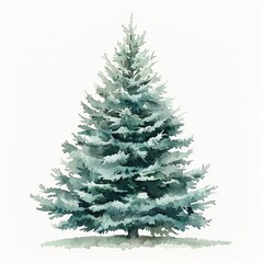 Fototapeta premium Watercolor painting of a Christmas tree in a modern, minimalist style, on isolated white background