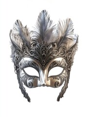 Naklejka premium Silver mask with feathers