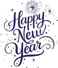  happy new year isolate lettering poster,banner, vector