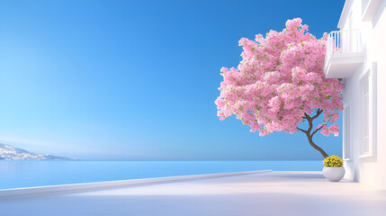 Pink cherry blossoms paint the sky with delicate hues of spring