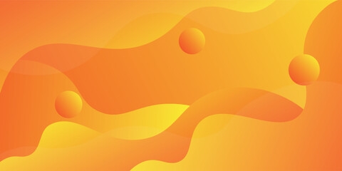 Abstract colorful yellow and orange gradient background. Wavy fluid shapes with geometric patterns. Bright orange background design. Cool and modern concept. Eps10