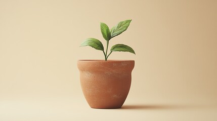 Obraz premium Mockup of a small potted plant in a mini garden with custom branding, placed on a minimalist background to highlight the product design