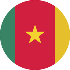 Cameroon Circle flag isolated on white background