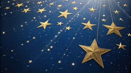Golden stars cascading against a deep blue background