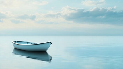 Naklejka premium A serene boat floating on calm waters.