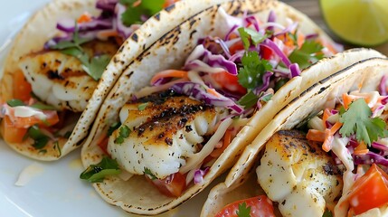 Grilled fish tacos with cilantro slaw