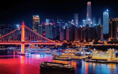 Fototapeta premium city bridge at night 