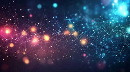 Obraz premium Abstract light patterns with colorful connections.