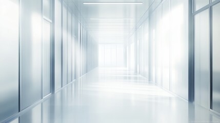 Obraz premium Bright, modern hallway with glass walls.